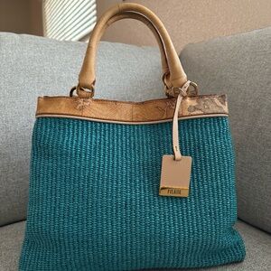 EUC Alviero Martini Turquoise Paper Straw Bag